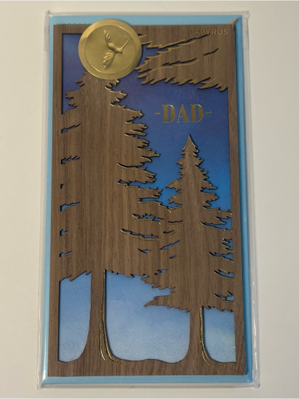 Papyrus Fathers Day Greeting Card Dad (Love and Guidance) Wood Carved Trees NEW